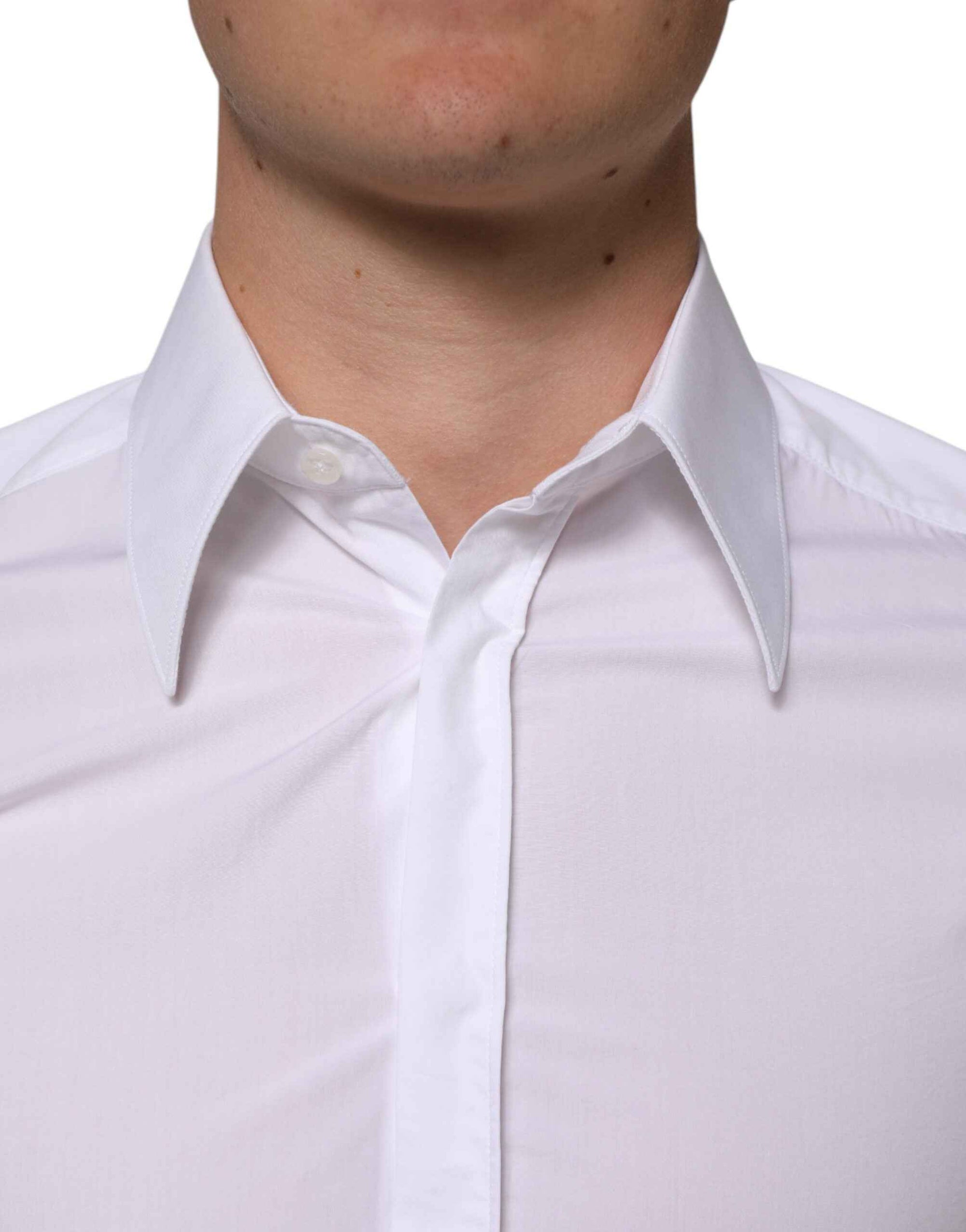 Dolce & Gabbana White Cotton MARTINI Long Sleeve Dress Shirt