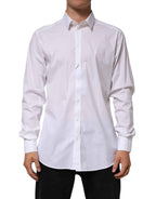 Dolce & Gabbana White Cotton GOLD Long Sleeves Formal Shirt