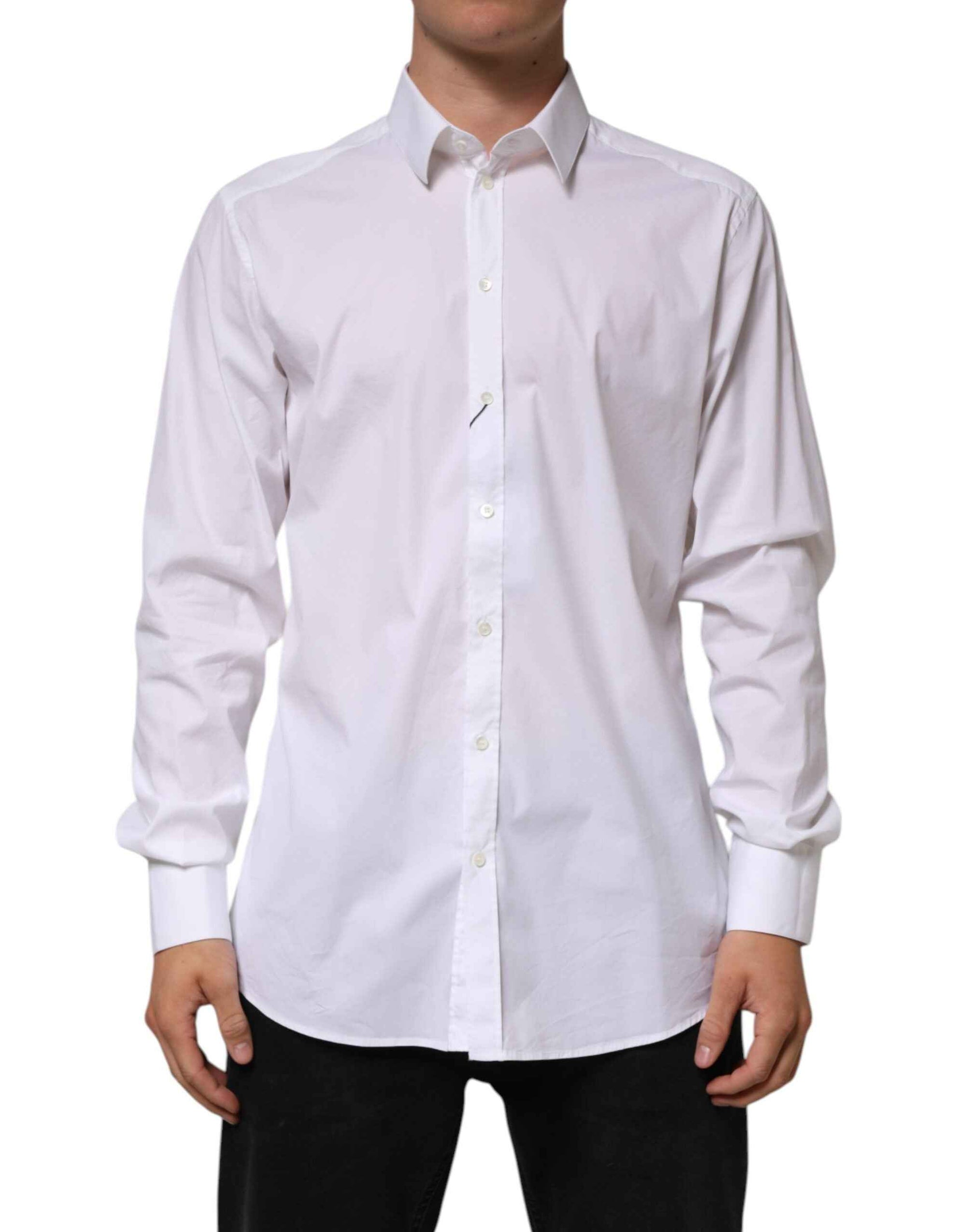 Dolce & Gabbana White Cotton GOLD Long Sleeves Formal Shirt