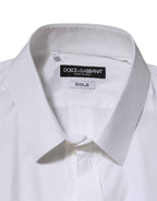 Dolce & Gabbana White Cotton GOLD Long Sleeves Formal Shirt