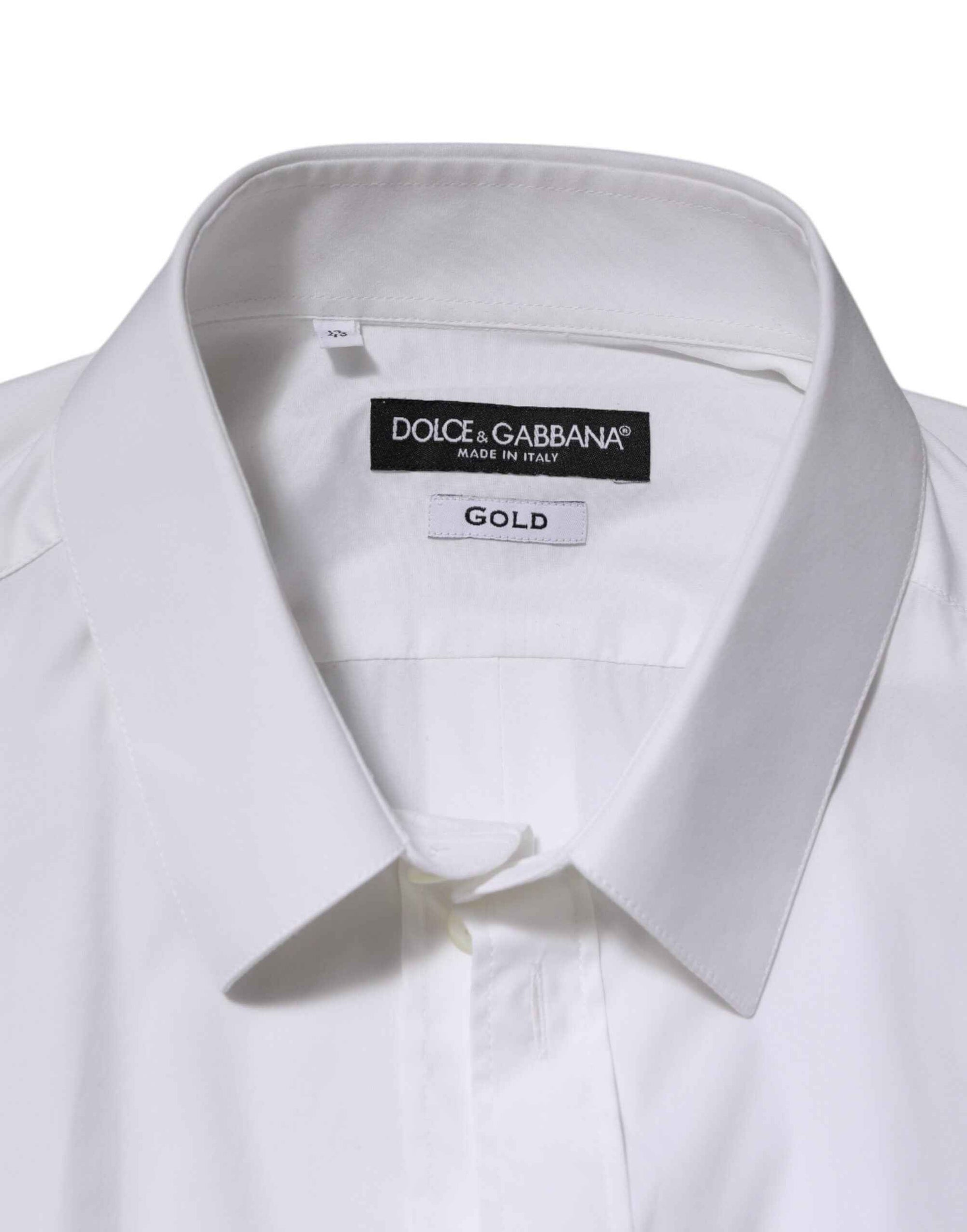 Dolce & Gabbana White Cotton GOLD Long Sleeves Formal Shirt