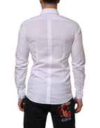 Dolce & Gabbana White Cotton GOLD Formal Men Longsleeves Shirt