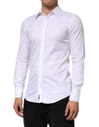 Dolce & Gabbana White Cotton MARTINI Paisley Jacquard Shirt