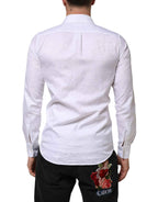 Dolce & Gabbana White Cotton MARTINI Paisley Jacquard Shirt