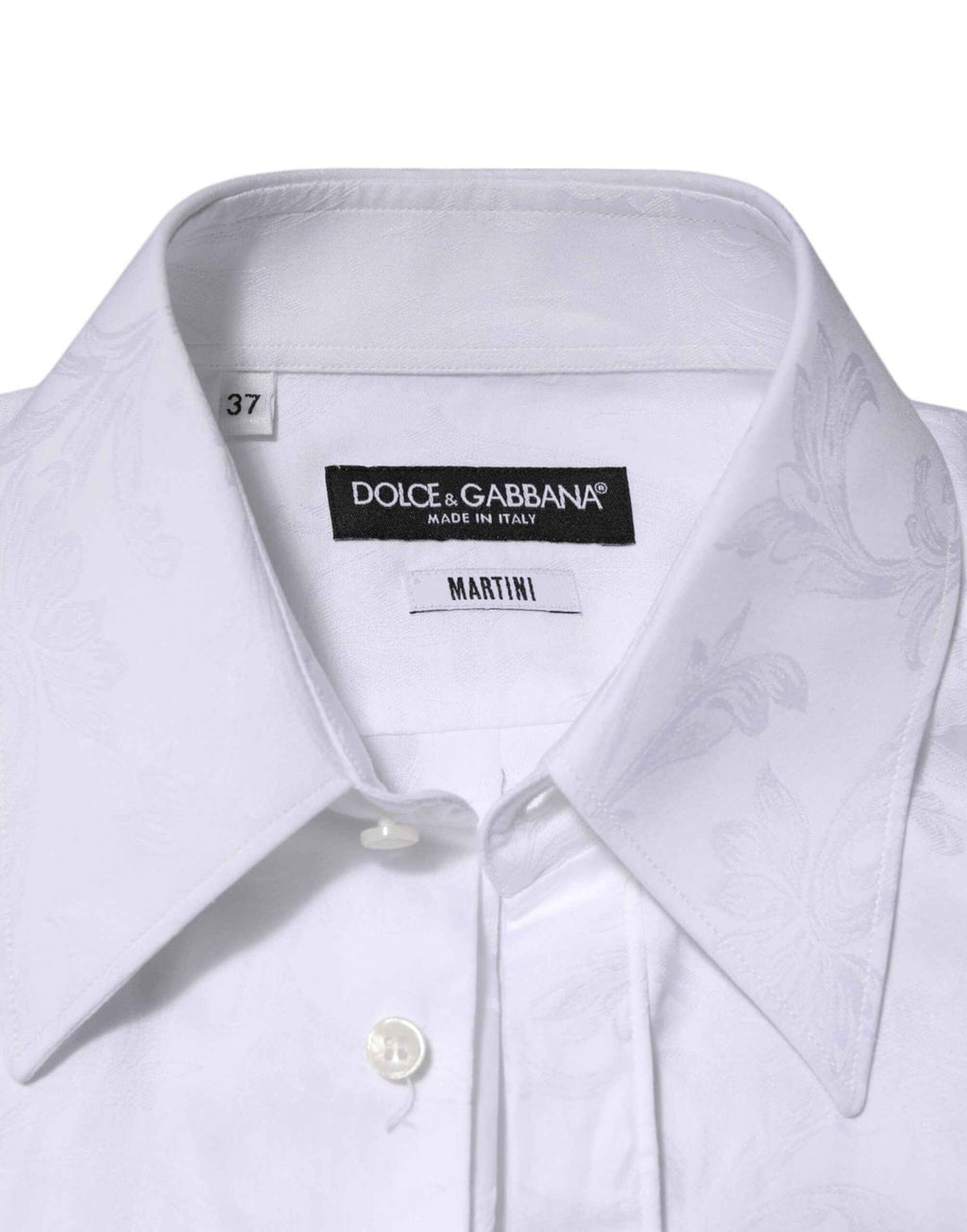 Dolce & Gabbana White Cotton MARTINI Paisley Jacquard Shirt