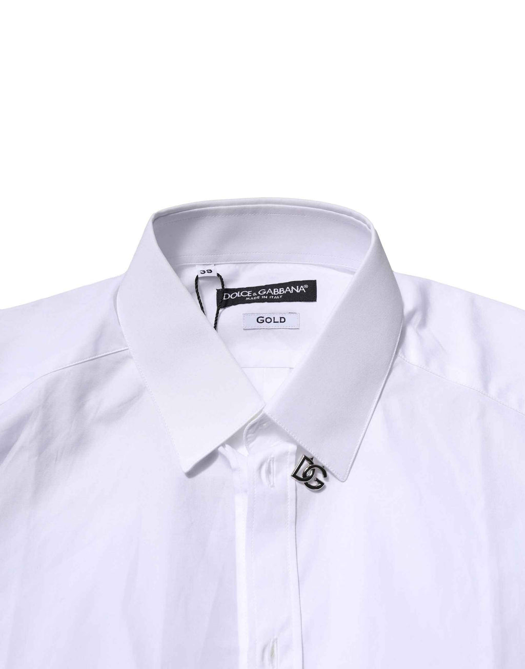 Dolce & Gabbana White Cotton GOLD Long Sleeves Formal Shirt