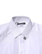 Dolce & Gabbana White Cotton GOLD Long Sleeves Formal Shirt