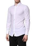 Dolce & Gabbana White Cotton GOLD Long Sleeves Dress Shirt