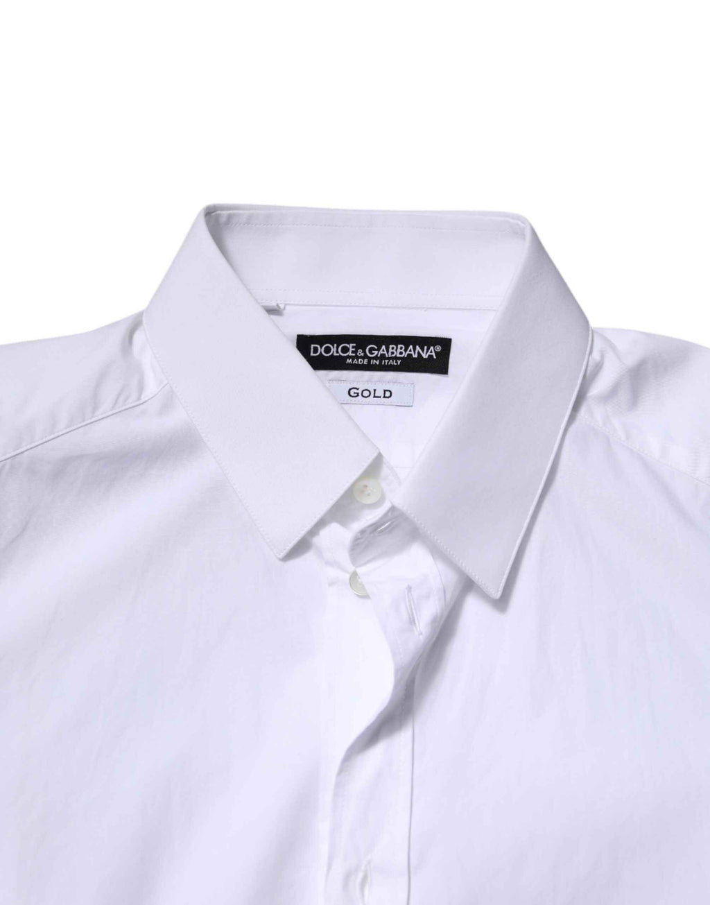 Dolce & Gabbana White Cotton GOLD Long Sleeves Dress Shirt