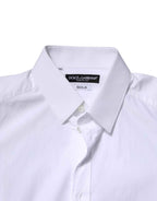 Dolce & Gabbana White Cotton GOLD Long Sleeves Dress Shirt