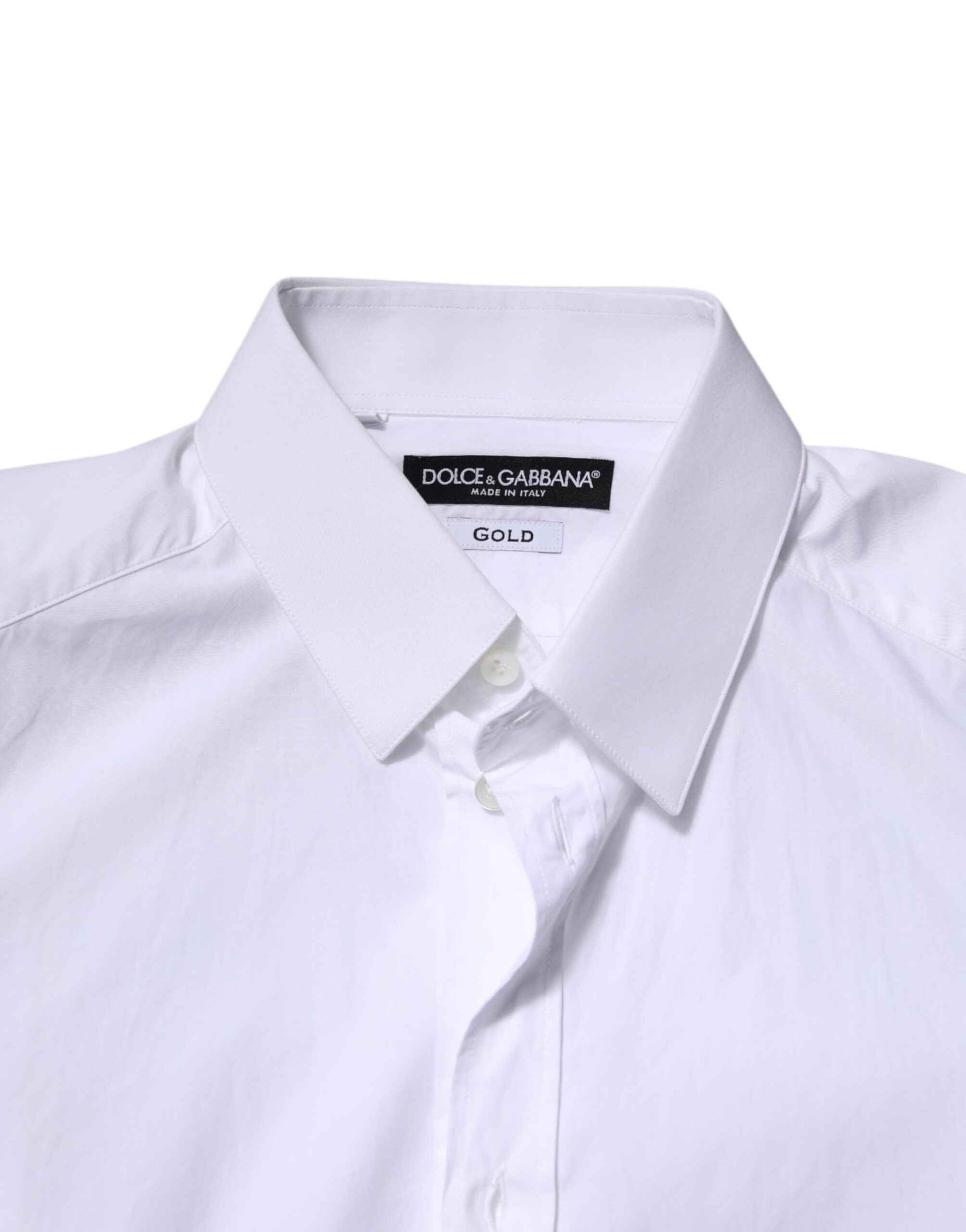 Dolce & Gabbana White Cotton GOLD Long Sleeves Dress Shirt