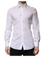 Dolce & Gabbana White Cotton GOLD Long Sleeves Formal Shirt