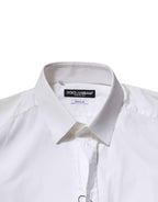 Dolce & Gabbana White Cotton GOLD Long Sleeves Formal Shirt