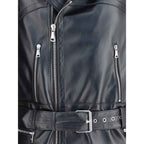 Alessandra Rich Black Leather Biker Jacket