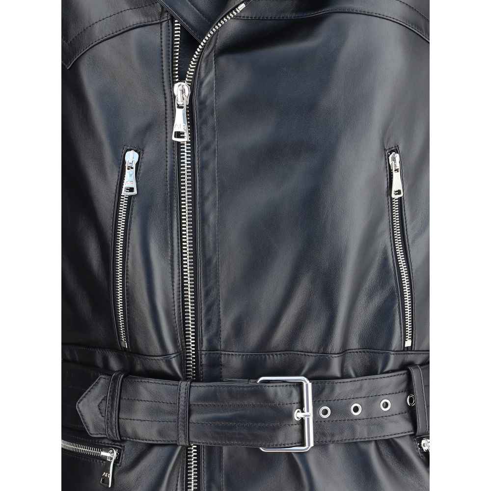 Alessandra Rich Black Leather Biker Jacket