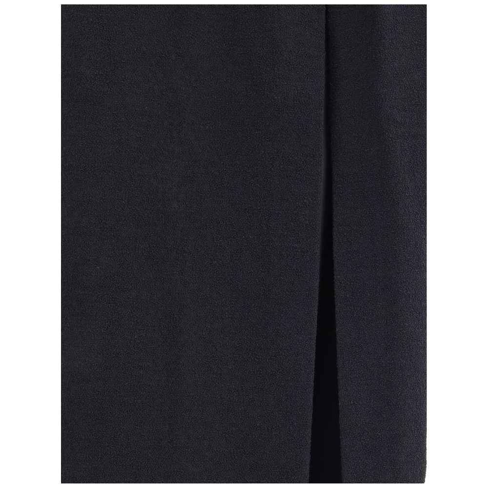 Alessandra Rich Black Fleece Wool Long Skirt