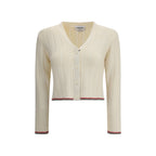 Thom Browne Cream Fleece Wool Cardigan