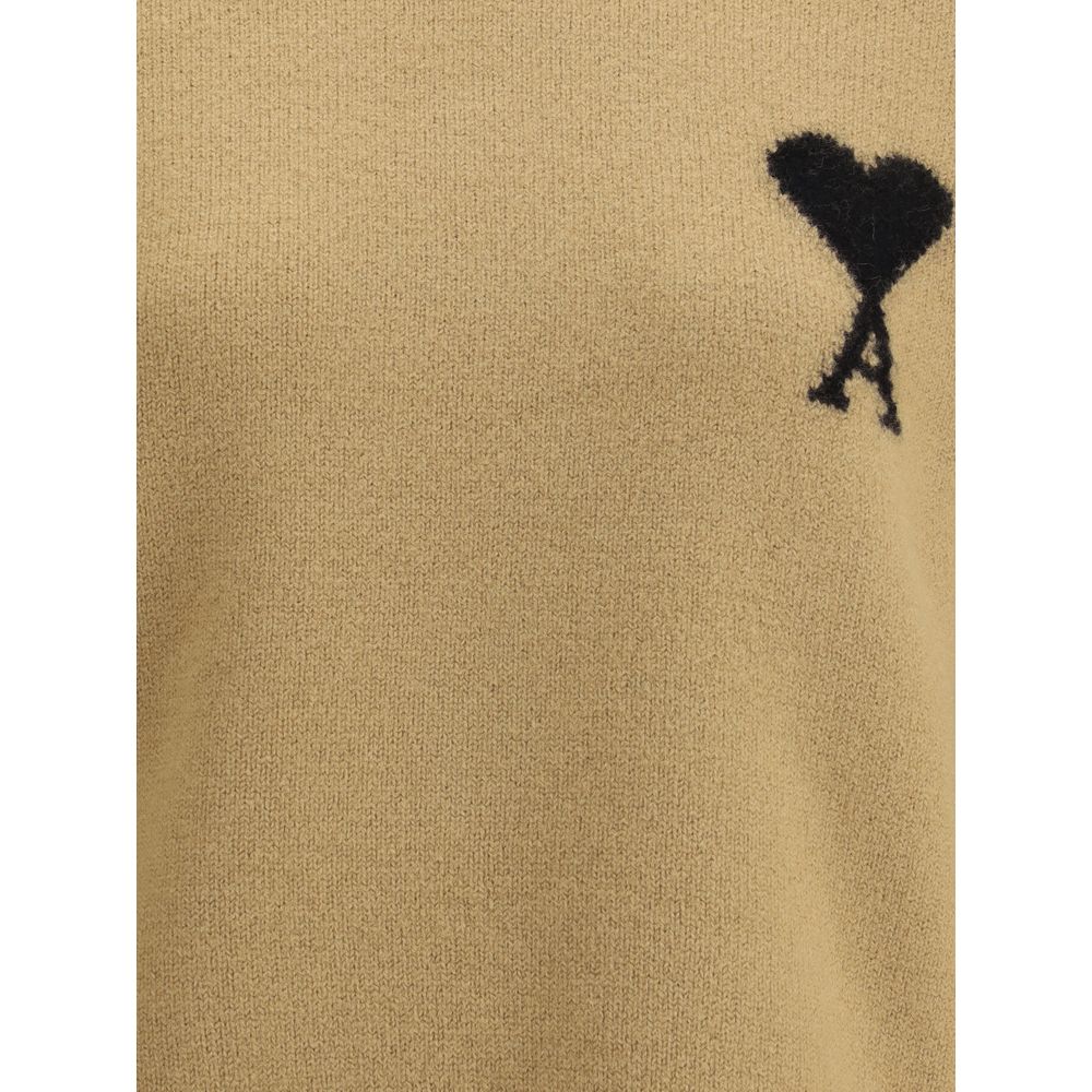 Ami Paris Beige Fleece Wool Sweatshirt