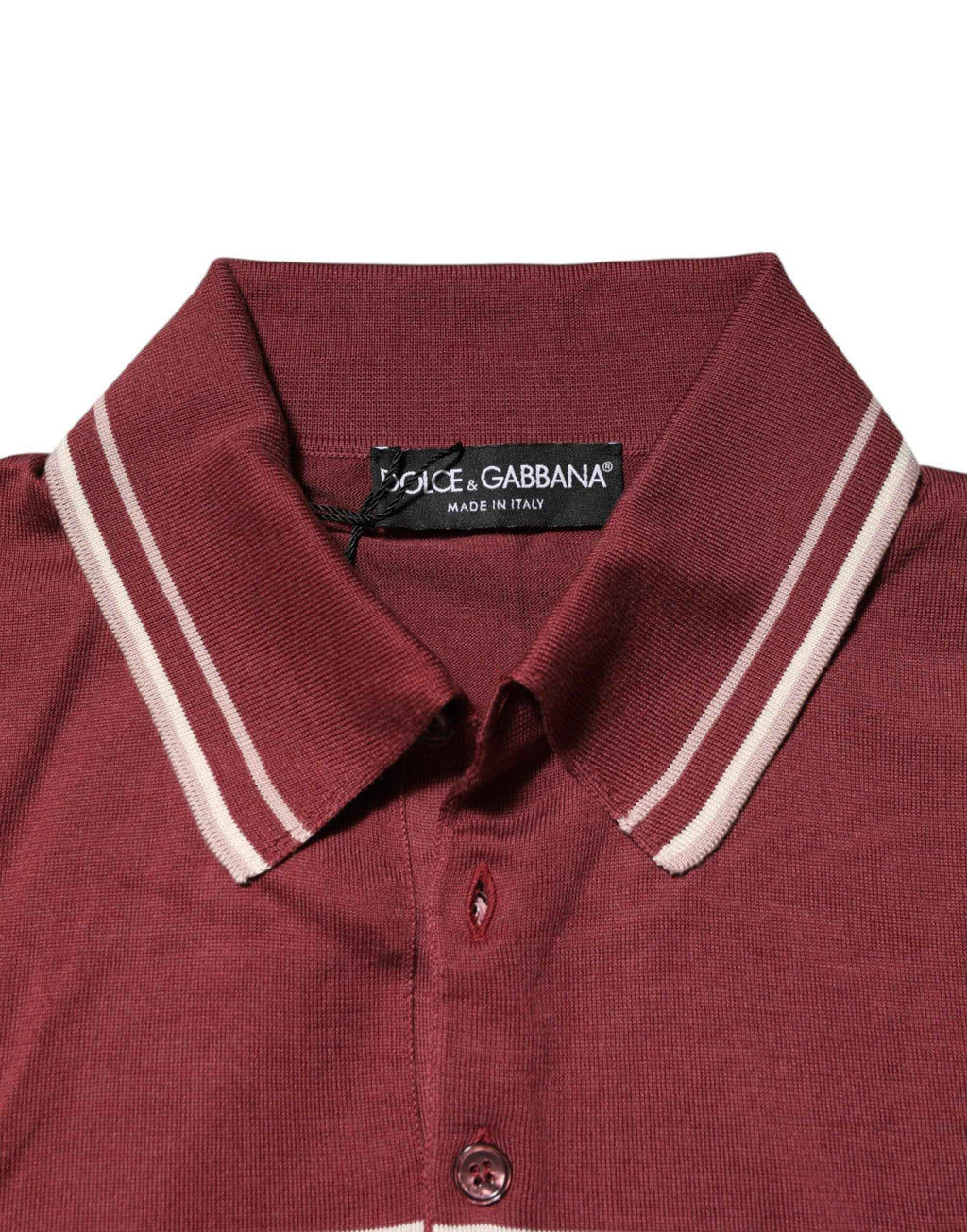 Dolce & Gabbana Cotton Burgundy Striped DG Logo Polo  T-shirt
