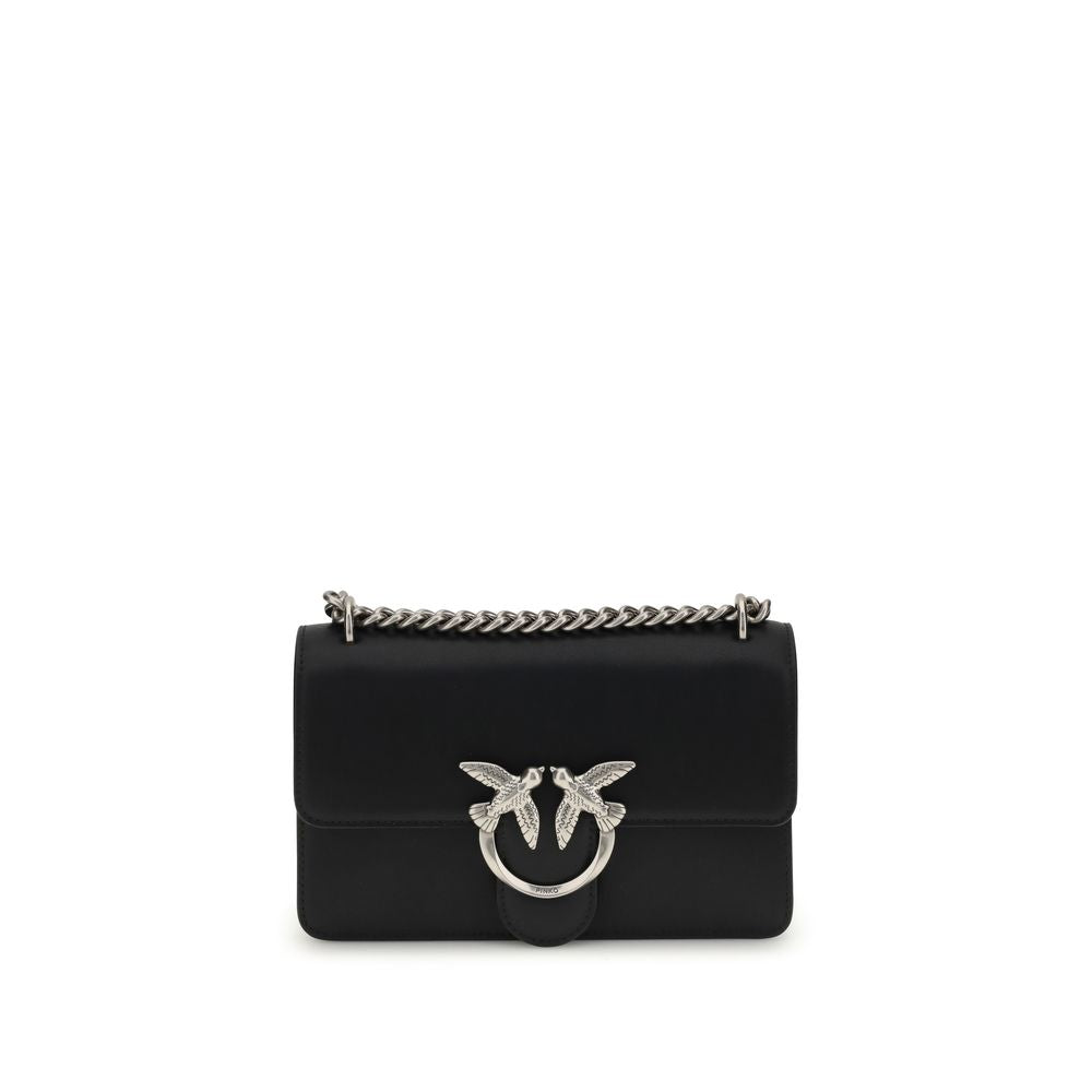 PINKO Black Calf Leather Bos Taurus Shoulder Bag