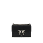 PINKO Black Calf Leather Bos Taurus Shoulder Bag
