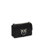 PINKO Black Calf Leather Bos Taurus Shoulder Bag