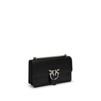 PINKO Black Calf Leather Bos Taurus Shoulder Bag