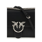 PINKO Black Calf Leather Bos Taurus Shoulder Bag