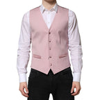Dolce & Gabbana Pink Wool Dress Formal Men Waistcoat Vest