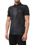 Dolce & Gabbana Gray Cotton Crown Collared Men Polo T-shirt