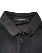 Dolce & Gabbana Gray Cotton Crown Collared Men Polo T-shirt
