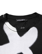 Dolce & Gabbana Black Cotton DG Logo Graffiti Short Sleeve T-shirt