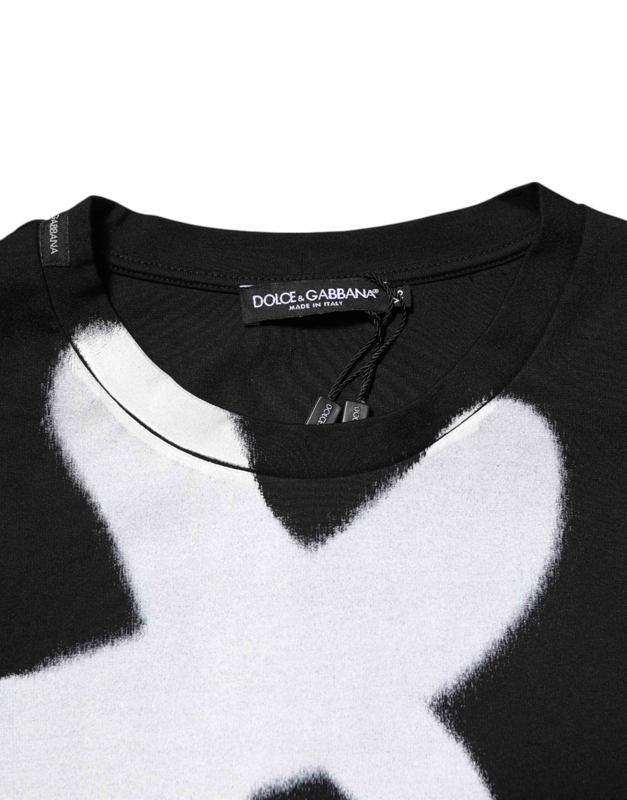 Dolce & Gabbana Black Cotton DG Logo Graffiti Short Sleeve T-shirt