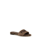 Fendi Brown Viscose Flat Sandals