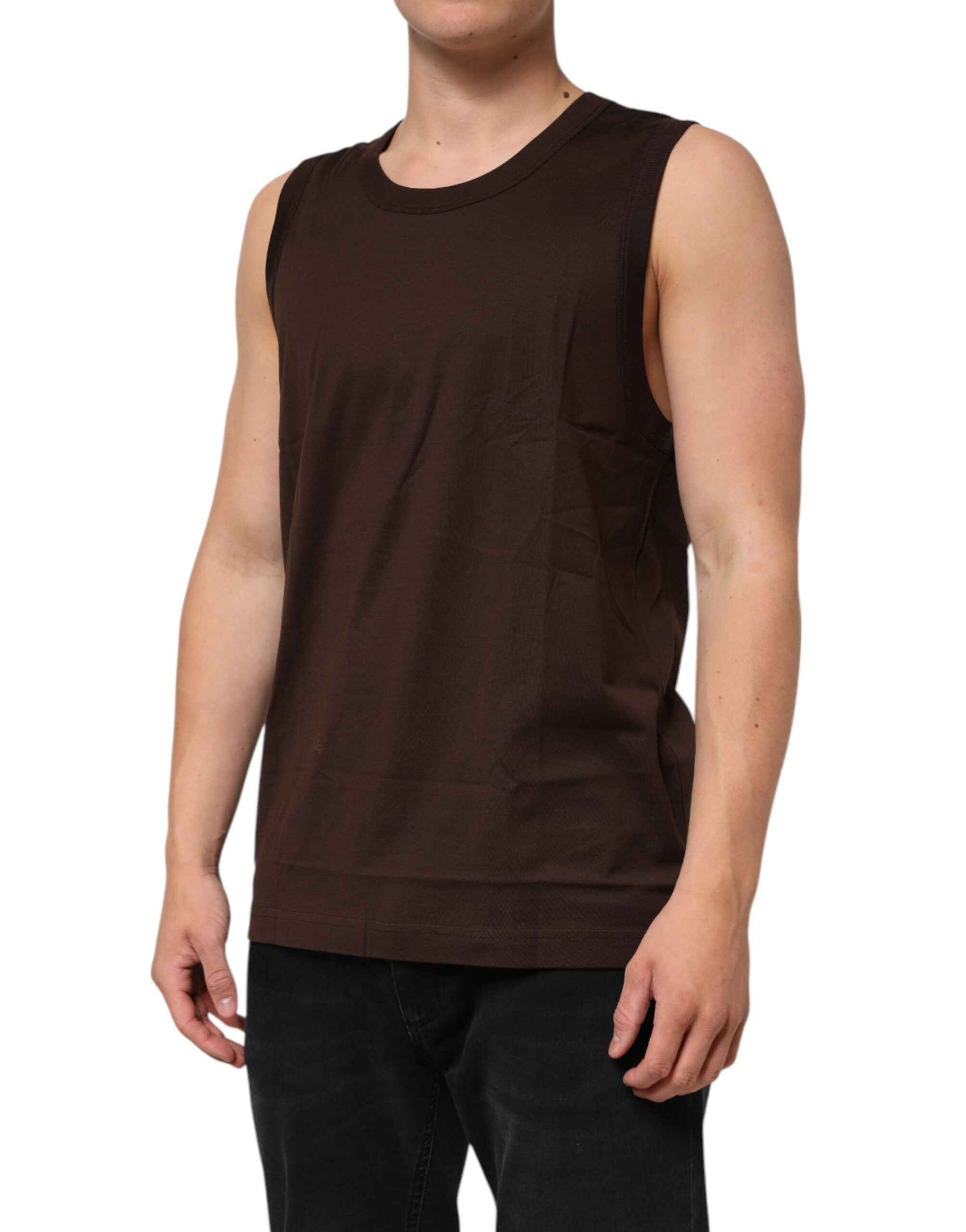 Dolce & Gabbana Brown Cotton Sleeveless Underwear Men Tank Top