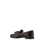 Prada Brown Calf Leather Bos Taurus Slip-On Loafers