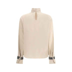 Brunello Cucinelli Silk turtleneck Blouse with Precious Bracelets
