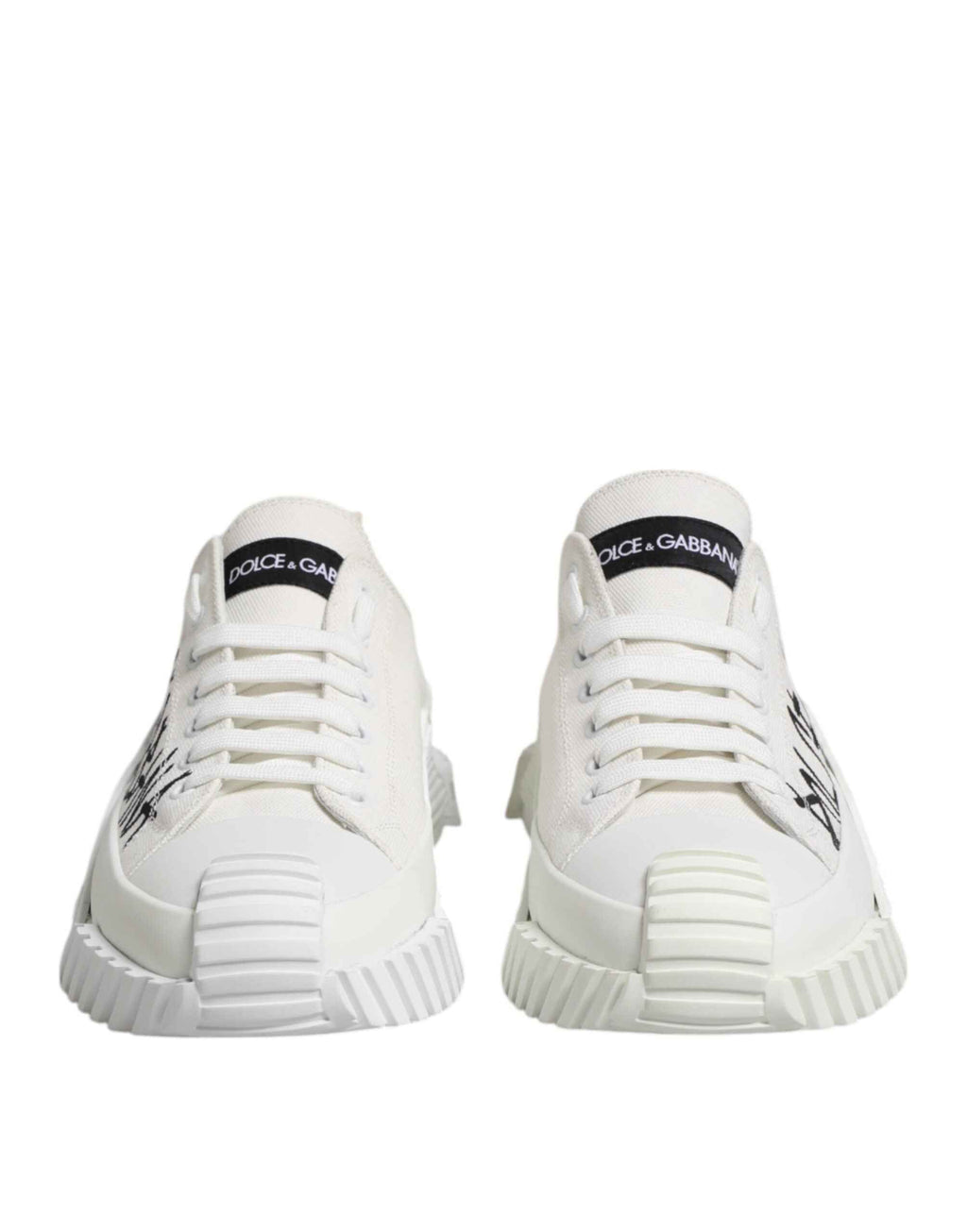 Dolce & Gabbana White Logo Graffiti Low Top Sneakers Shoes