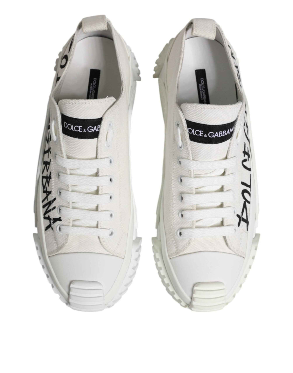 Dolce & Gabbana White Logo Graffiti Low Top Sneakers Shoes