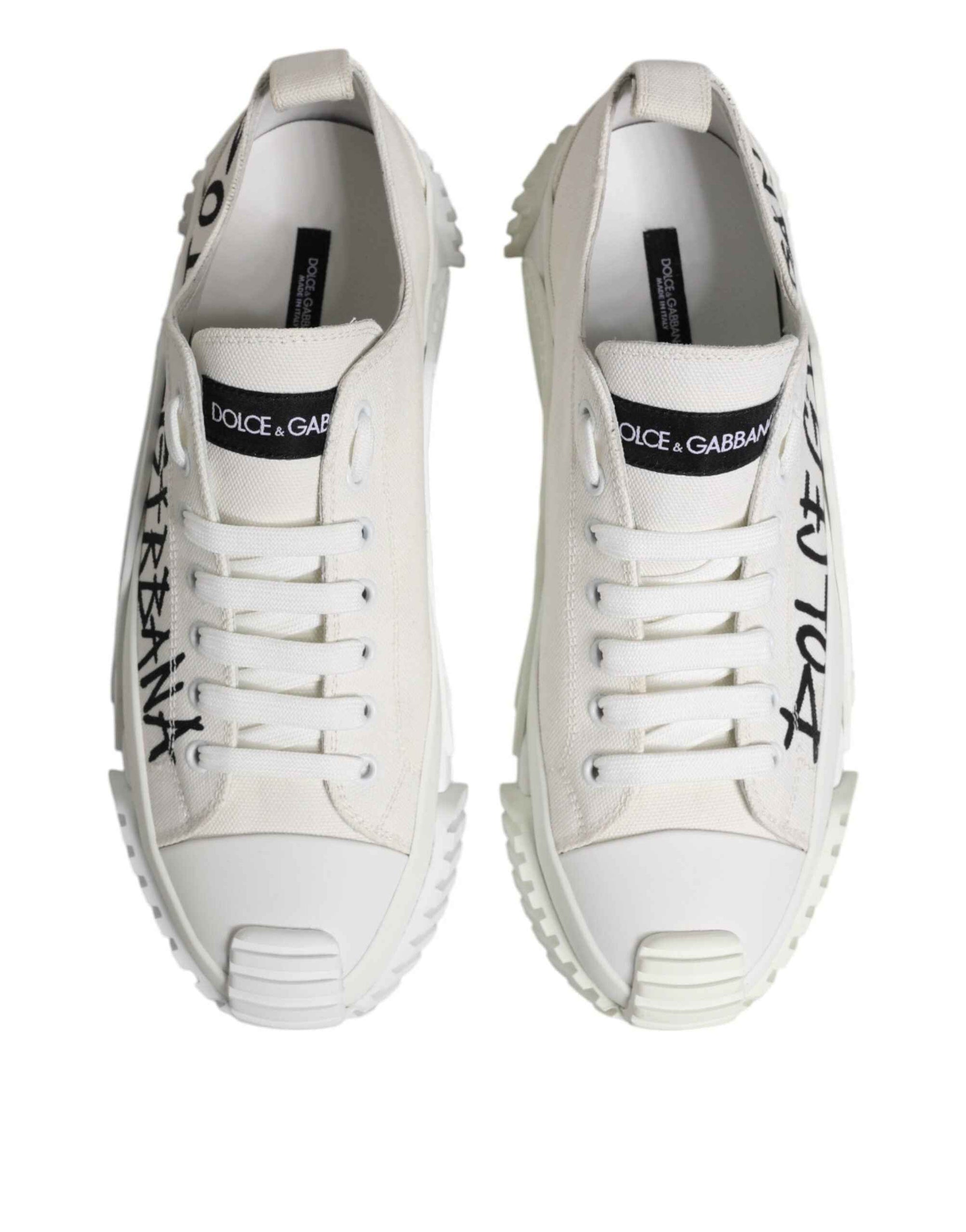 Dolce & Gabbana White Logo Graffiti Low Top Sneakers Shoes