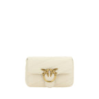 PINKO White Calf Leather Bos Taurus Shoulder Bag