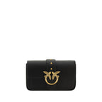 PINKO Black Calf Leather Bos Taurus Shoulder Bag
