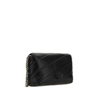 PINKO Black Calf Leather Bos Taurus Shoulder Bag