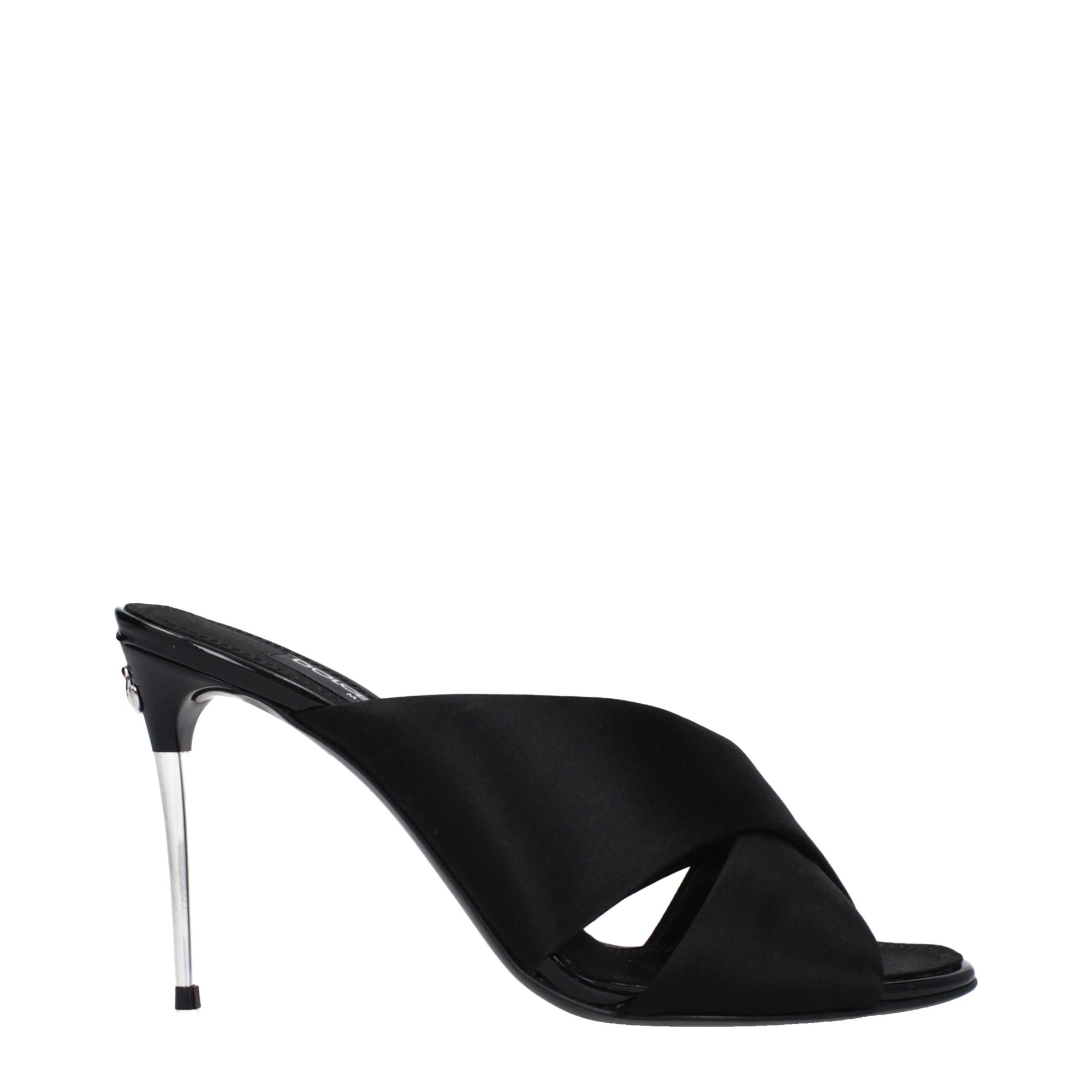 Dolce & Gabbana Black Satin Stiletto Heel Sandals