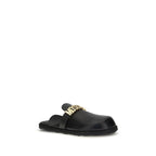 Moschino Black Calf Leather Bos Taurus Mules