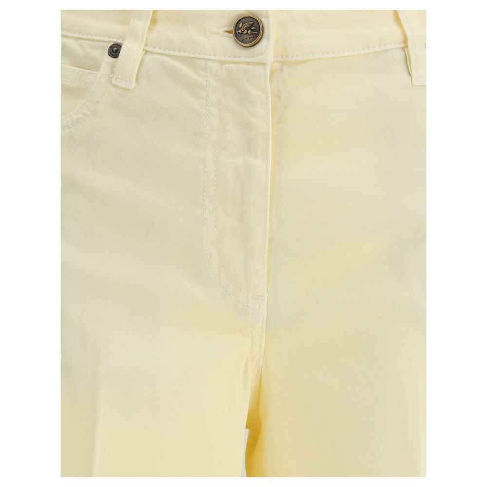 Etro Yellow Cotton Straight-Leg Jeans
