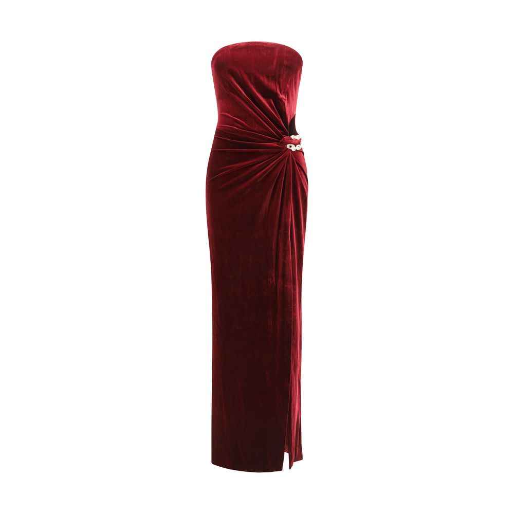 Self-Portrait Velvet bandeau long Dress