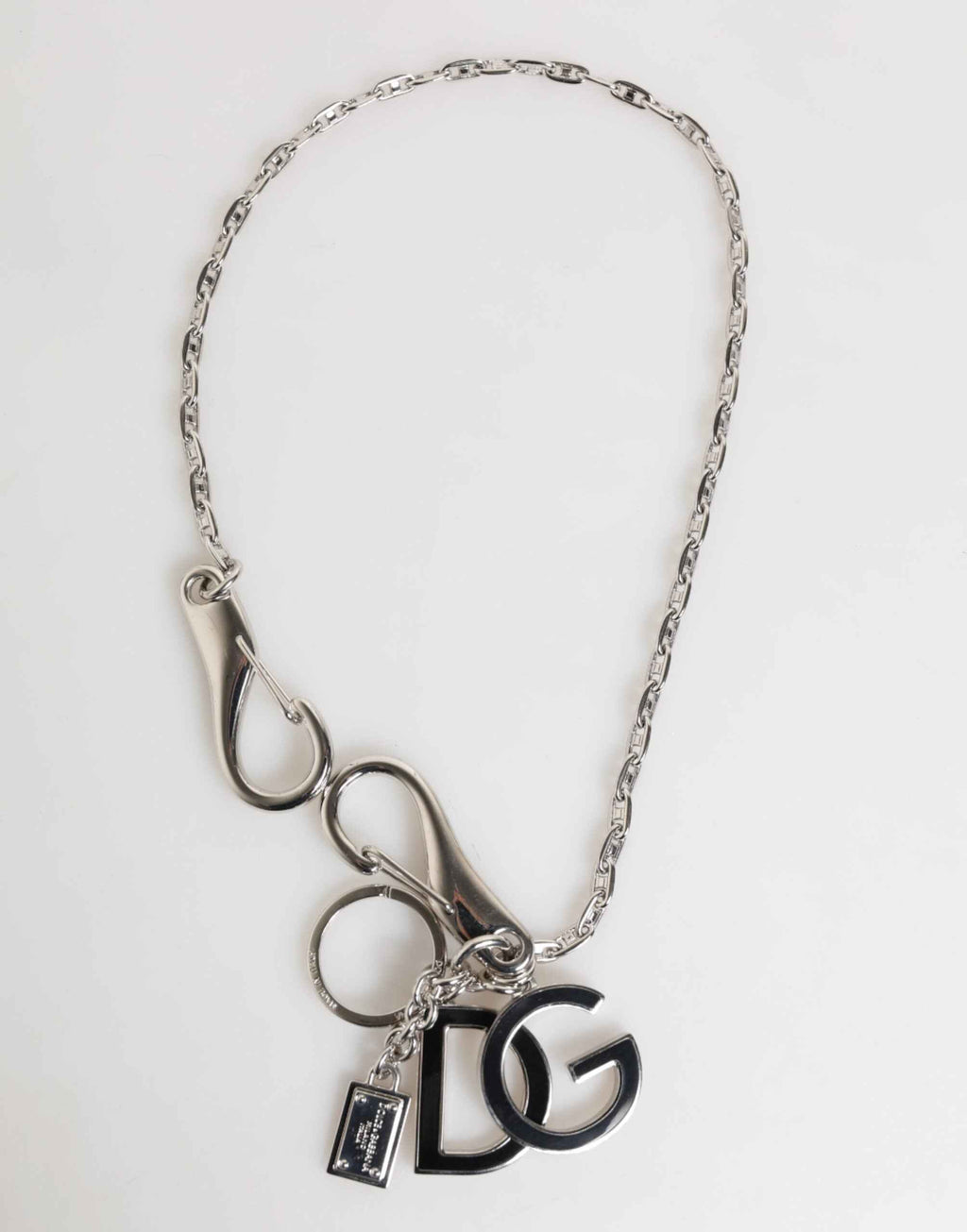 Dolce & Gabbana Silver DG Logo Key Holder Keychain Bag Charm Keyring