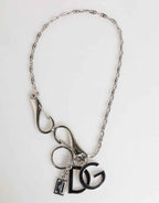 Dolce & Gabbana Silver DG Logo Key Holder Keychain Bag Charm Keyring