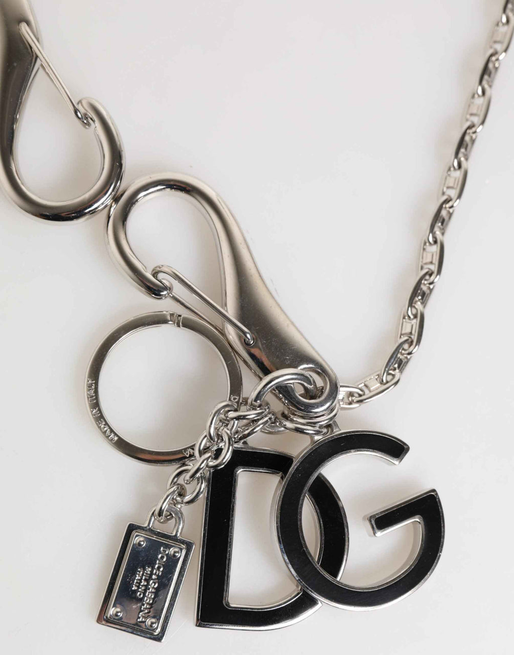 Dolce & Gabbana Silver DG Logo Key Holder Keychain Bag Charm Keyring